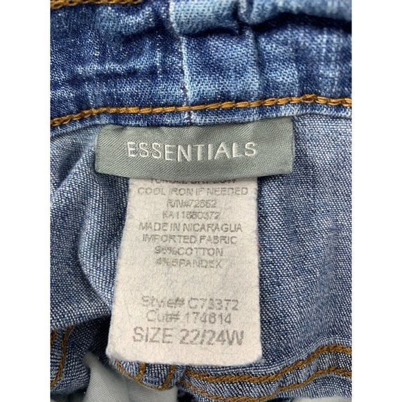 Women’s Essentials Jeans size 22-24W 9935 Bootcut Embroider Elastic Inset Blue - Picture 7 of 8